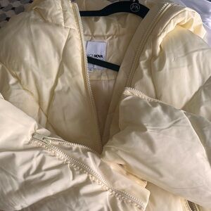 Fashion Nova Cream Quilted Puffer Jacket
